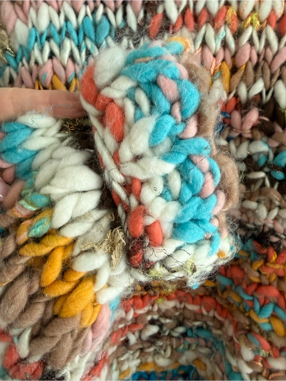 NWOT Free People Multicolor Chunky Knit Turtleneck Sweater - Picture 3 of 6